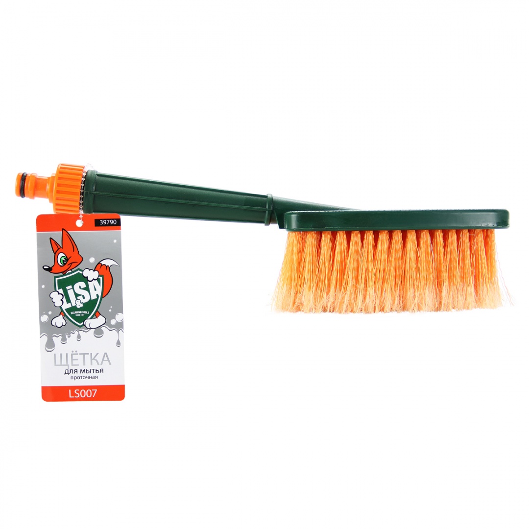 Щетка для мытья "Li-Sa" LS007, проточная ручка со штуцером для подачи воды, 31см 